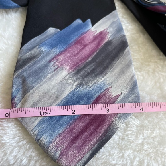 Zylos by George Machado Watercolor and Geometric Print Tie - Picture 9 of 9